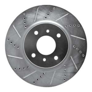 Nissan Sentra Brake Rotor (1) - Front Left - R1 Concepts - Drilled & Slotted - Silver - `04-`06